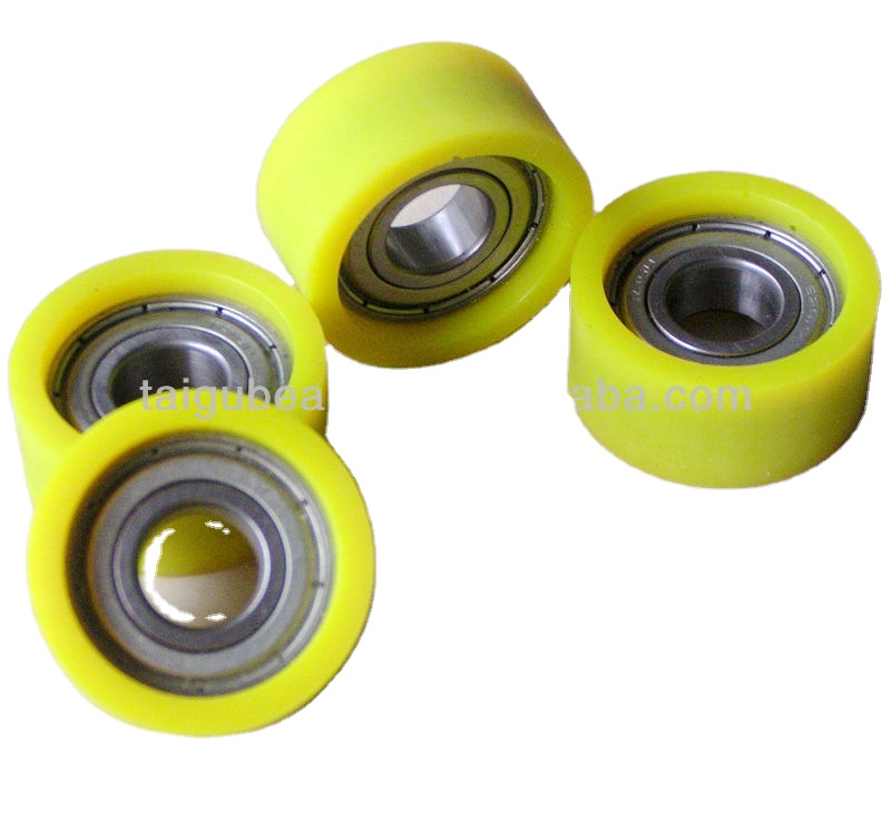 Polyurethane Molded Ball Bearings Pu Rubber Coated Roller Pulley Guiding Wheel E - Foto 5