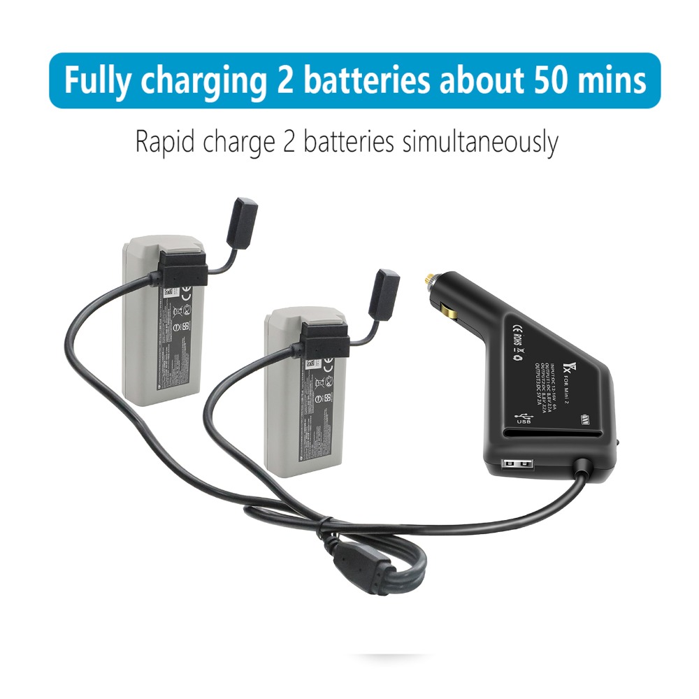 For DJI Mavic Mini 2 And Mini SE Drone Battery &Remote Control Dual Car Charger Replacement 1 order