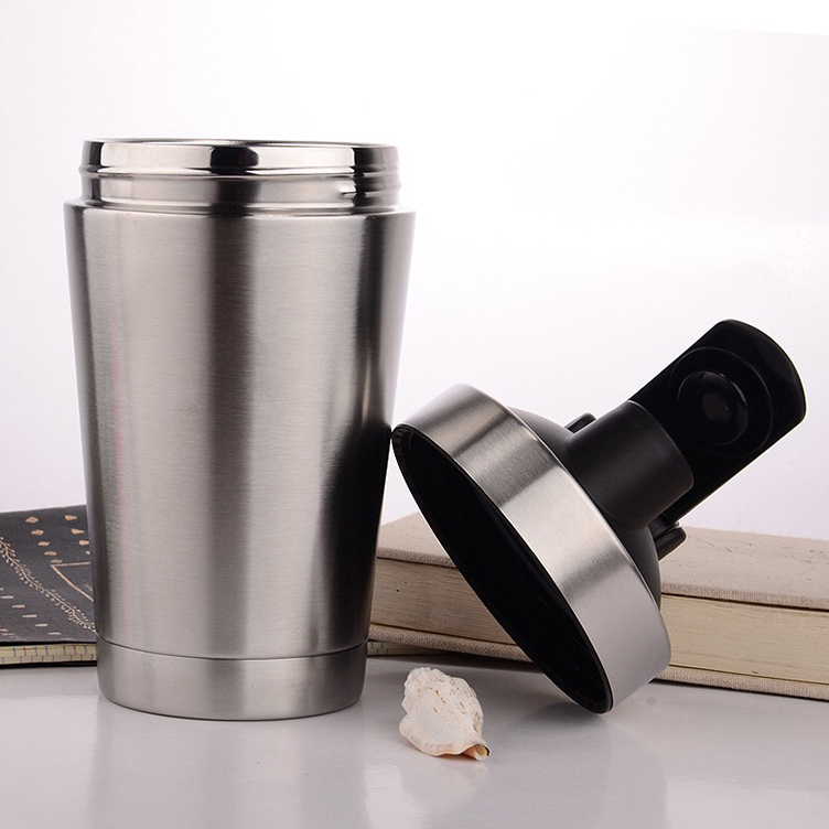 500ml Double Wall Stainless Steel Protein Shaker Vacuum Flasks with Stainless Steel Ball