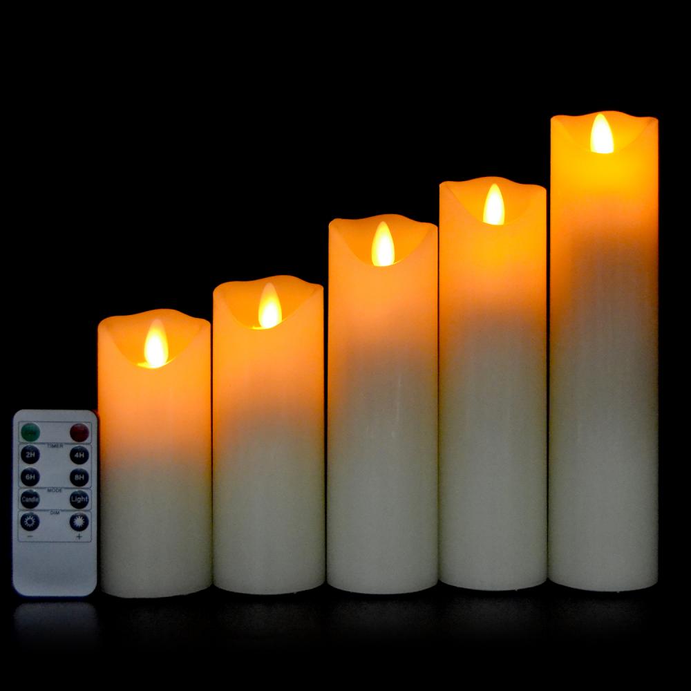 Dripless Flickering Moving Wick Led Flameless Pillar Candles