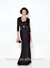 2 pieces formal black long sleeve satin mother suit