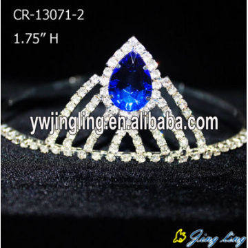 Diamantes de imitación azul boda nupcial tiaras desfile corona