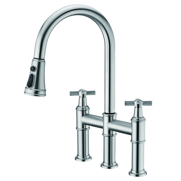Transitional Bridge Kitchen Faucet with Pull-Down Sprayhead