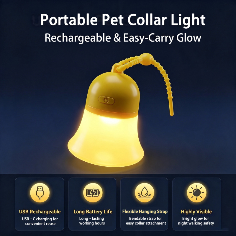 Rechargeable LED Dog Light – Clip-On Safety Pendant for Night Walks, 5 Colors, Compact Dog Collar Charm