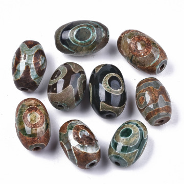 Shop Pandahall's Unique Tibetan Style Dzi Beads: Loose Dyed & Heated Oval 3-eye Collection