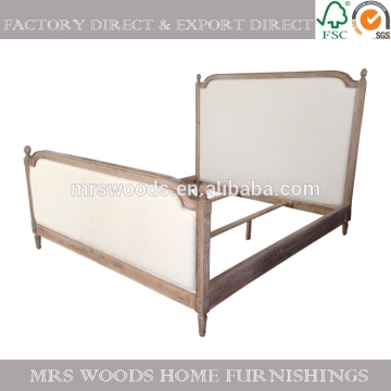 french oak frame upholstery bed, french wood antique upholstery bed, upholstery bed