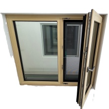 Hot Sale Tempered Glass Thermal Break Aluminium Wood Exterior Solid Wood Interior Crank Window