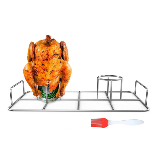 Rak Panggang dengan Pemegang Ayam Dua Bir