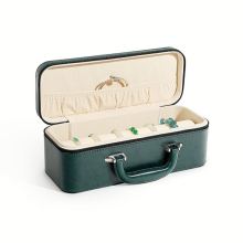 Custom Green leather Jewelry Organizer Case Box