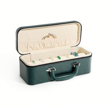 Custom Green leather Jewelry Organizer Case Box
