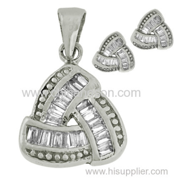 Sterling Silver 925 Cz Triangular Knot Set?