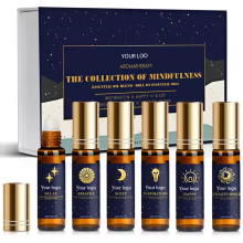 Essential Oil Roll on Set, 6x10ml Aromatherapy Roll on Blend Oil Set with Lavender, Peppermint Essential Oil for Anxiety Relief