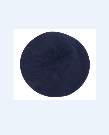 A MATCHING ACRYLIC BERET IN DARK BLUE