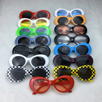 Retro Oval Sunglasses Men Women Plastic Frame UV400 Sun Glasses Kurt Cobain Style Wholesale