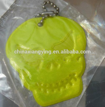 Promotion Reflective key chain, soft pvc key chain custom,yellow crossbones key chain