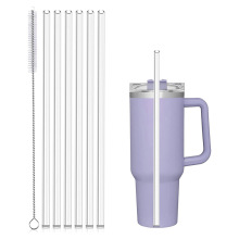 10mm Reusable Plastic Straws with Stainless Steel Brush for Wine Cups (20oz, 30oz, 40oz) - Black/White