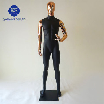 Gold head black body chorme male mannequin