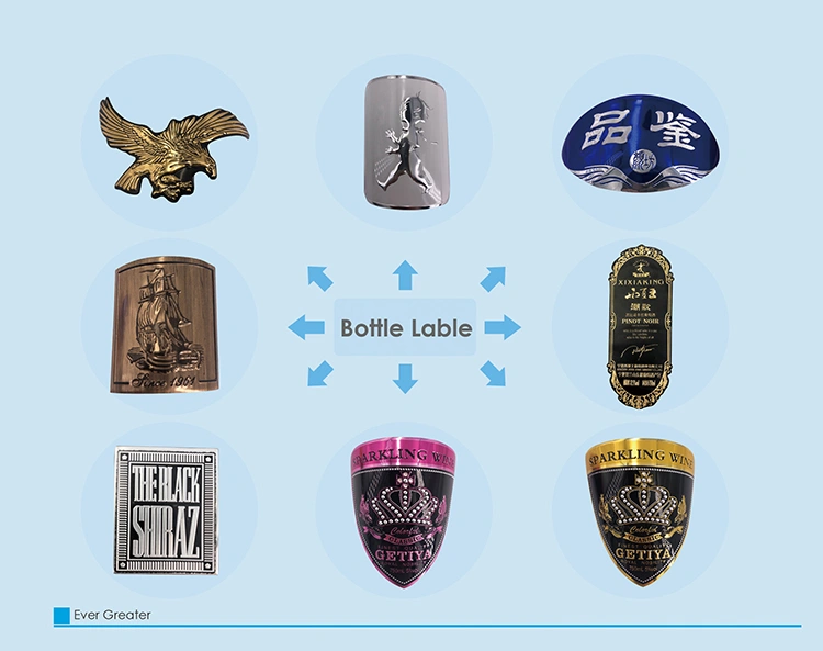 Custom Metal Wine Label Whisky Pewter Bottle Emboss Logo Label Adhesive Wine Metal Sticker