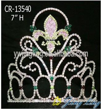 Custom Clear and green rhinestone pageant flower crowns