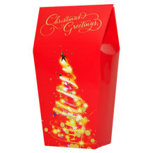 Red Festival Cardboard Gamble Packing Box with Christmas Shiny Tree