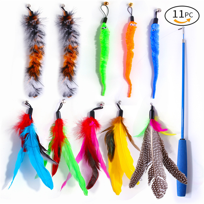 The New Pet Cat Toy Set Rainbow Blue Three-channel Tunnel Through Feather Toys Cat Pet Products