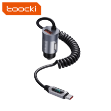 Toocki PD 65W Fast Charging Car Charger with USB A Port and Digital Display, Type C Cable Adapter for Phone