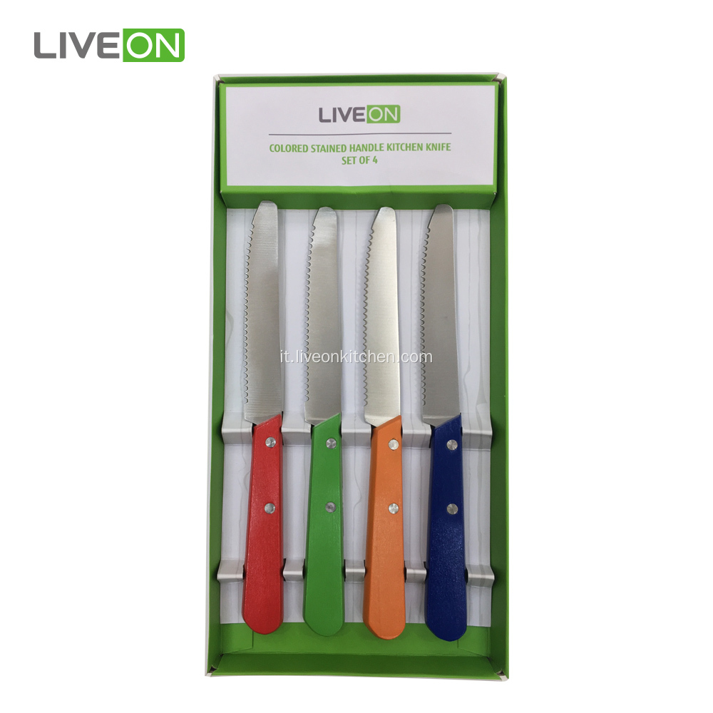 Coltello da pomodoro con manico colorato Set di 4 pezzi