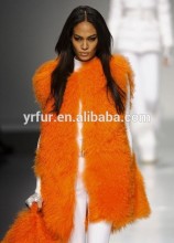 YR861Mongolian Lamb Fur Vest Jacket New Fashion Curly Mongolian Lamb Fur Vest Jacket