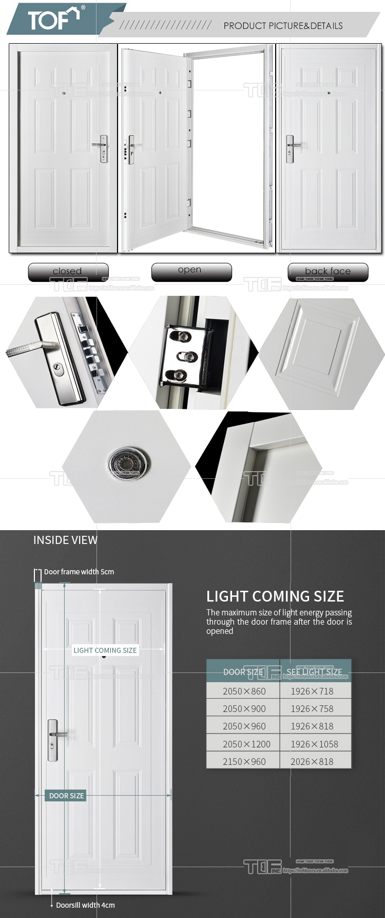 CE Certificate Anti-sunshine Morden House White Steel Interior Doors Metal with 13 Lock Points