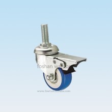 Light Duty 2" Blue PVC Screw Stem Locking Casters For Furniture