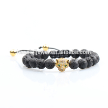 gemstone bead volcanic lava rock beaded bracelet leopard panther luxury diamond rope bracelet