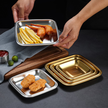 304 Stainless Steel Square Food Serving Trays for Salad, Barbecue & Chafing Dishes