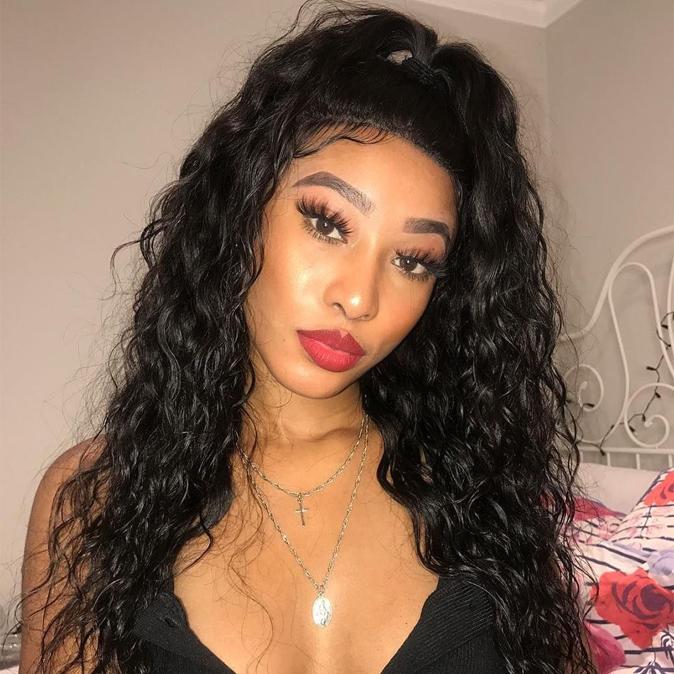 Pre Plucked Hairline Cuticle Aligned Virgin Hair Water Wave Frontal Lace Wig Raw Indian Cuticle Aligned Hair Wig Manufacture