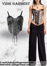 Snake Pattern Faux Leather Sexy Backless Corset