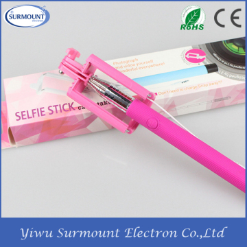 Hot Colorful 3.5mm Jack Cable Foldable Monopod Pocket Wired Selfie Stick