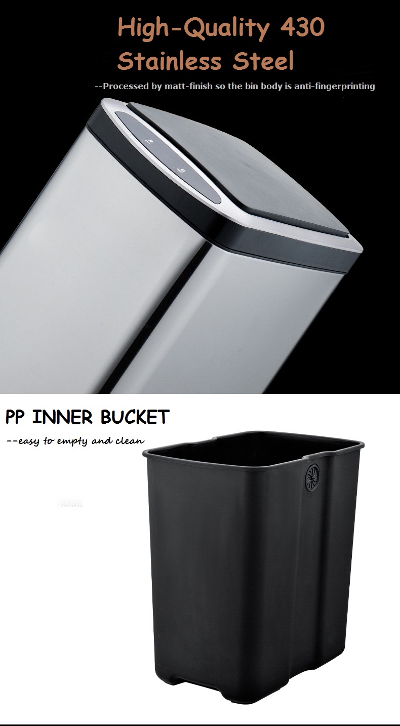 430 stainless steel induction garbage bin with inner bucket
