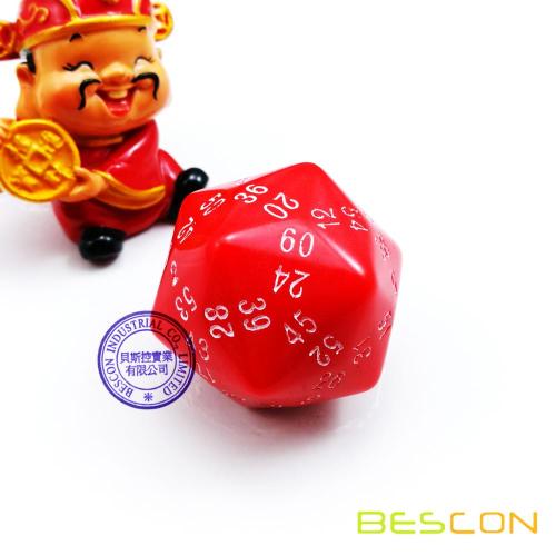 Bescon Polyedral Würfel 60-seitige Gaming Würfel, D60 Würfel, D60 Würfel, 60 Seiten Würfel, 60 seitige Würfel der roten Farbe