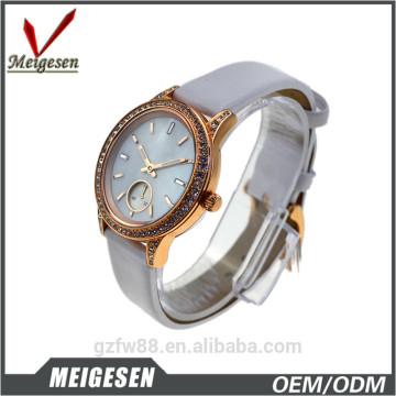 Rose Gold Plating Lady Fashion Watch White Summer Color Leather Lady Watch