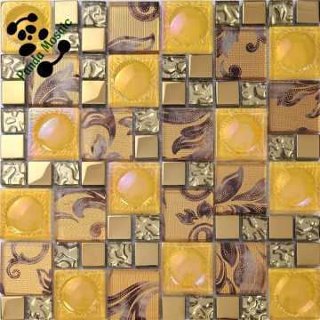 SMP24 High Quality Mosaics Gold Foil Glass Mosaics Fashional Durable Living Room/ Hotel/ Bar Decorative Wall Mosaics