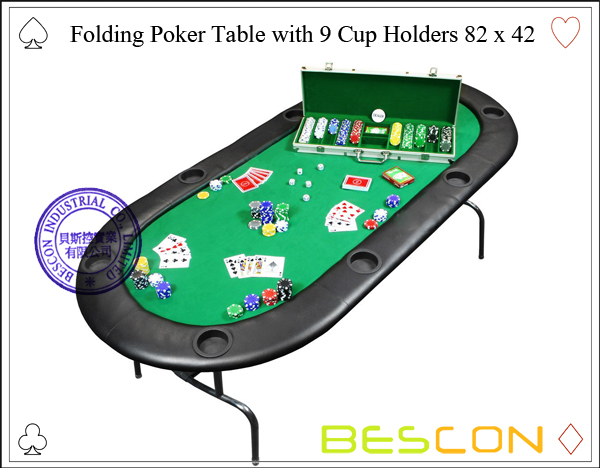 Folding Poker Table with 9 Cup Holders 82 x 42 Folding Poker Table with 9 Cup Holders 82 x 42