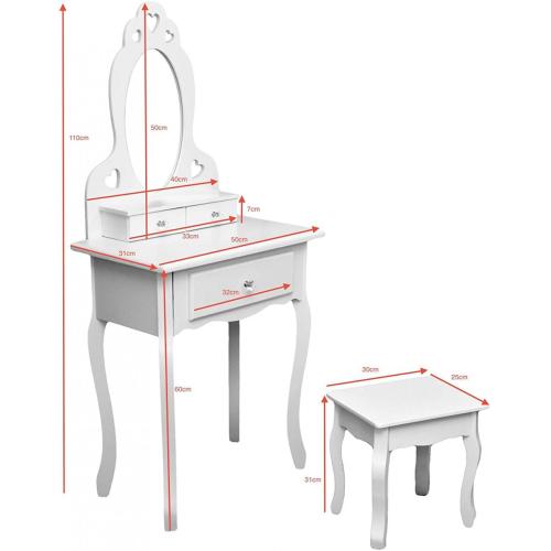 Childrens Dressing Table With Mirror and Stool