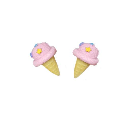 Cabujones de resina de comida Kawaii populares en 3D, dulce cono de helado, adorno artesanal para hacer joyas