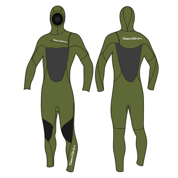 Seaskin Man 4/3mm Hooded Lengan Panjang Melayari Wetsuit