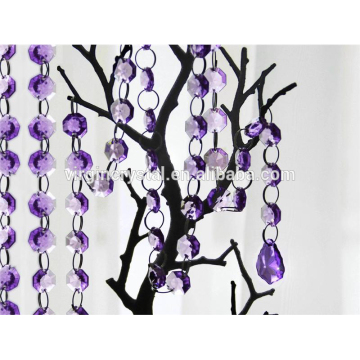 Brilliant purple crystal acrylic beads chains for wedding decoration