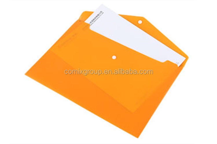 Comix supplier a4 button document envelope plastic folder for sale