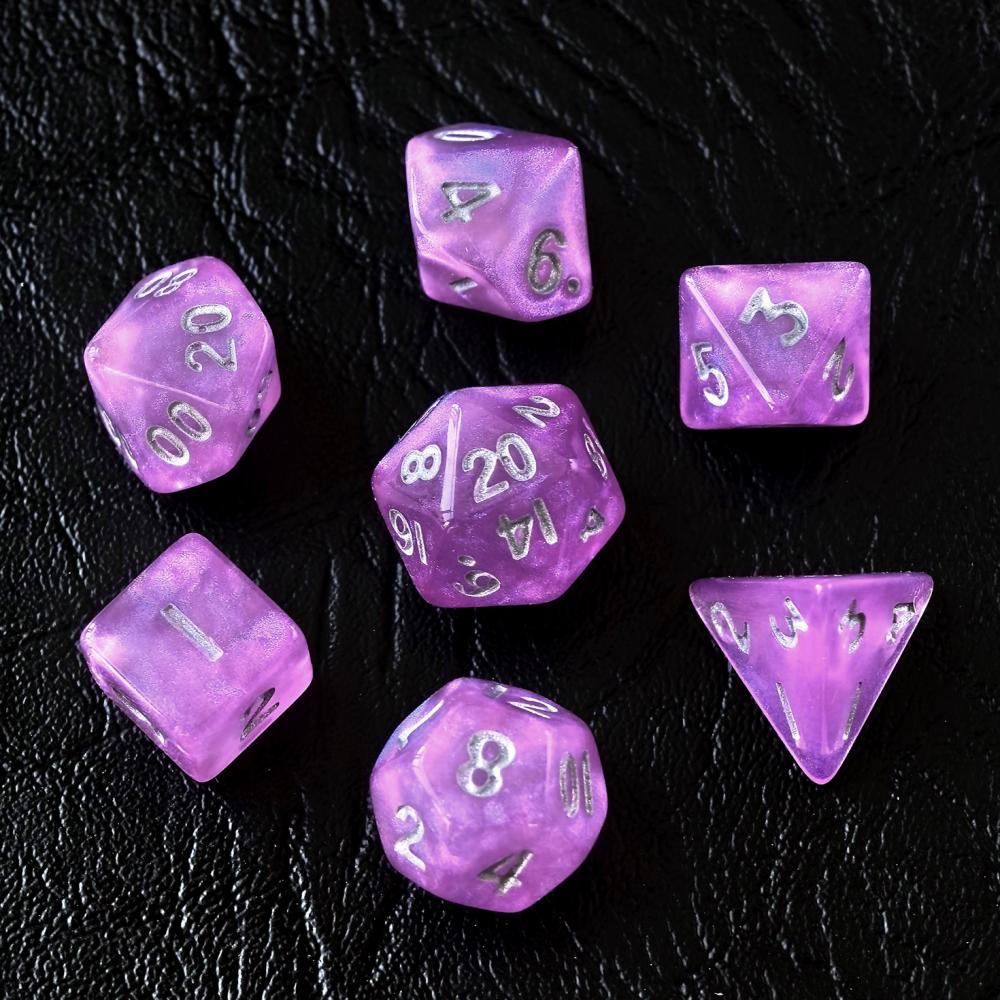 10mm Mini Dnd Dice Set Purple Moonstone 4