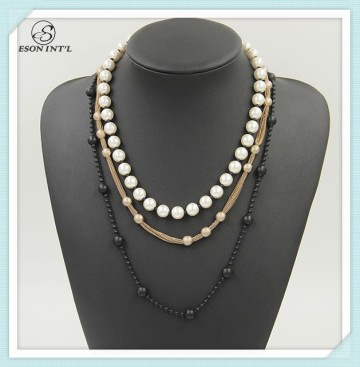 New Designed Poplular Imitation Pearl Collar Necklace, Women Three Layer Chain Necklace 2015