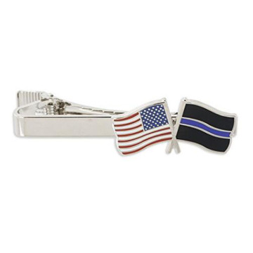 Thin Blue Line Police American Flag Tie Clip