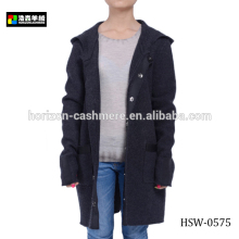 Fashion Hooded Wool Knitted Women Winter Coat, Warm Winter Woolen Long Coat