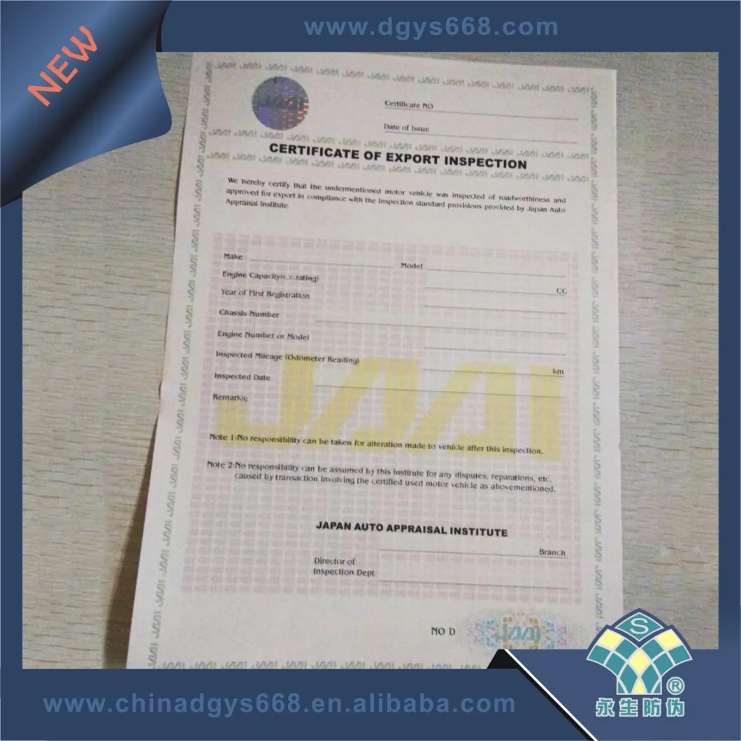 Manufacturing Professional Printing Hologram Foil Certificates Paper